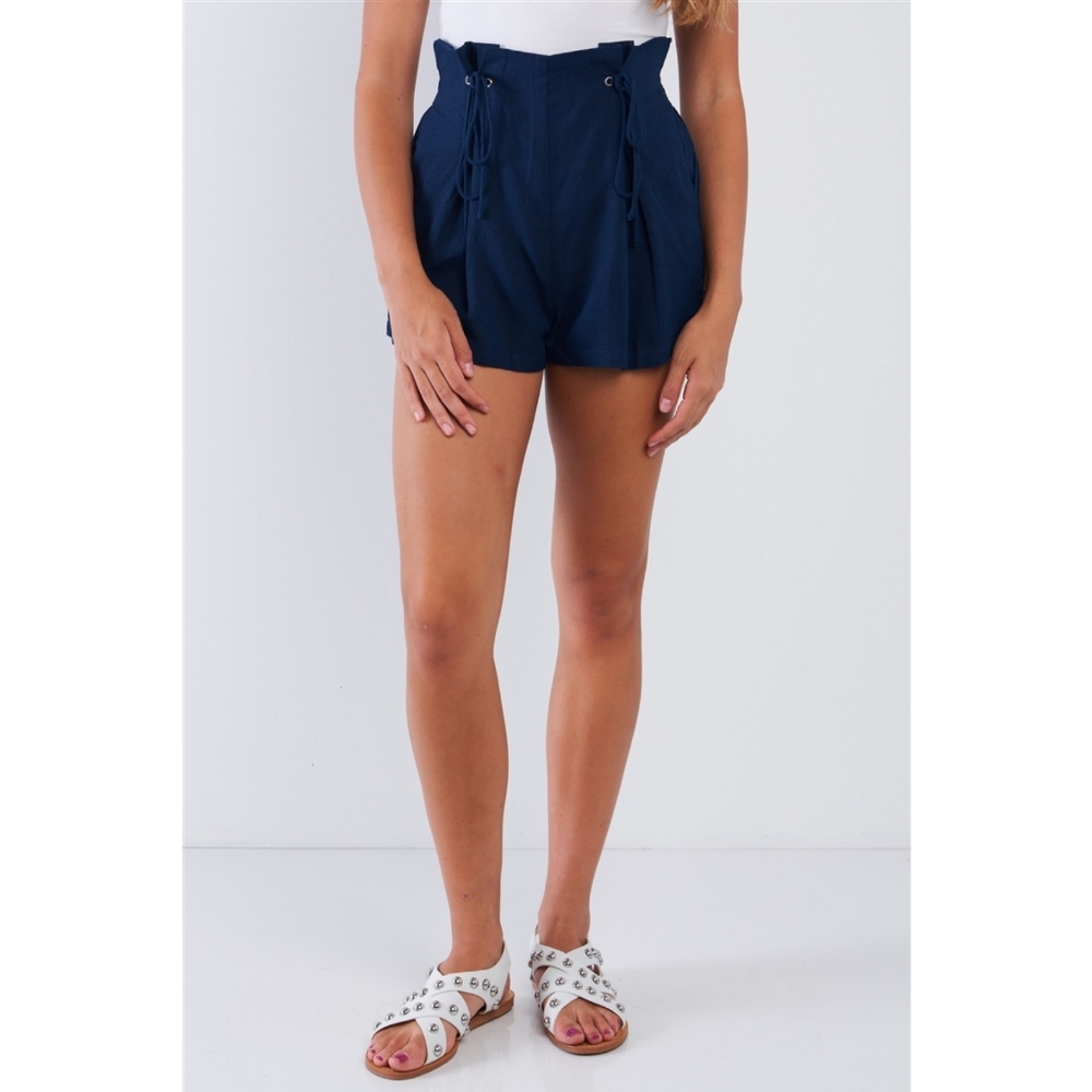 On Sale. Navy high waist shorts - Picture 2 of 3